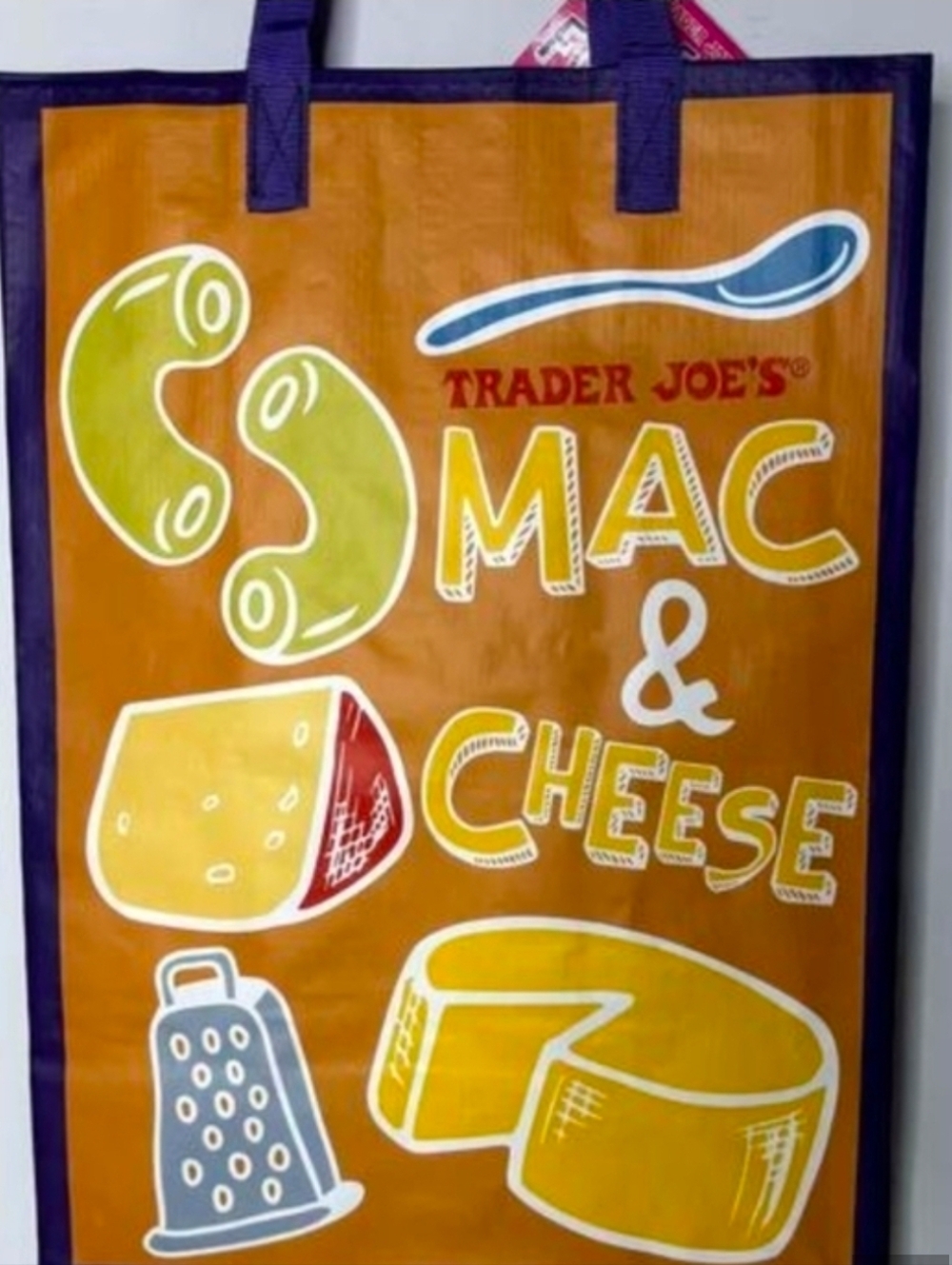 NWT- 2Trader Joe's Reusable Grocery Tote Bag Pair - Purple & Orange - Picture 4 of 7